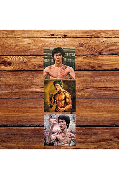 hazalshop Bruce Lee Τριπλή ρετρό ξύλινη αφίσα Ü119