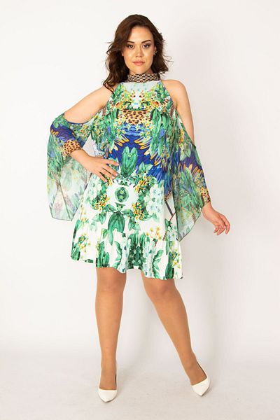 Şans Plus Size Dress - Green - Bodycon