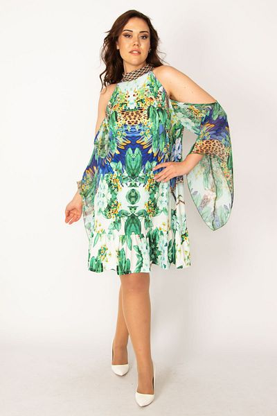 Şans Plus Size Dress - Green - Bodycon