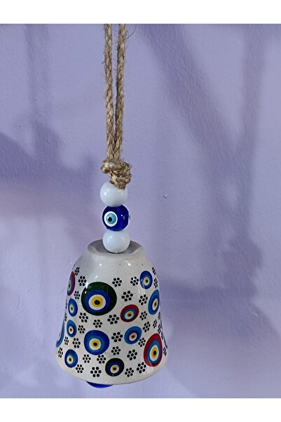 Trend Dünyası Hasır Ipli Porselen Nazar Boncuklu Kapı Çanı,bahçe Zili