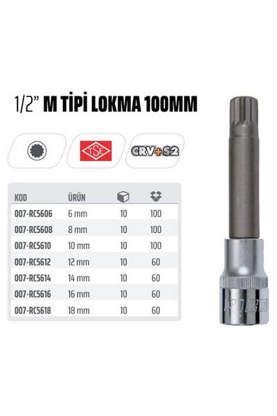 Rico M Type Socket 100 Mm 12 Mm Rc5614