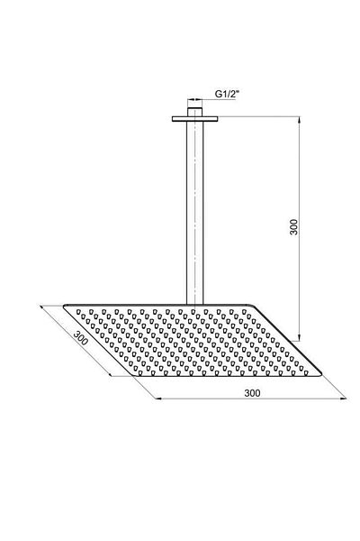 GPD Built-in Shower Head Square Slim Metal 30*30 Cm Black Ads21-s