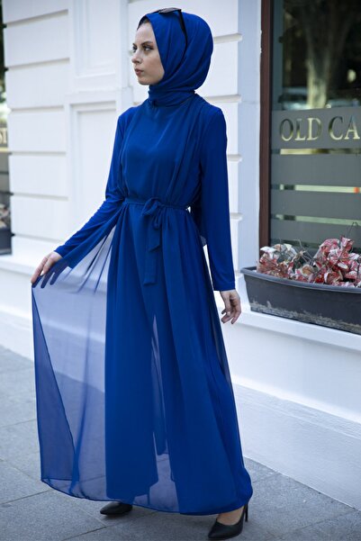 Feiza Collection Kuşaklı Tulum - Saks Mavisi