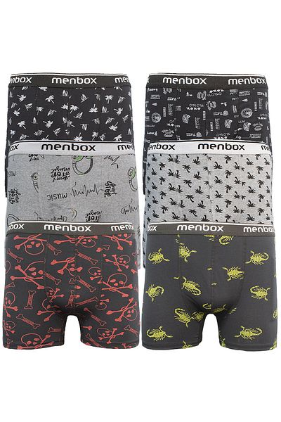 MENBOX Lycra Patterned Men's Boxer Set of 6