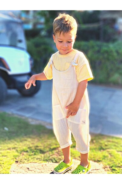 Unisex Bebek Ve Çocuk Bej Şile Bezi Tulum