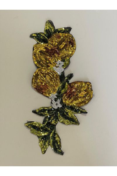 Gönülden Tasarım 28x12 Cm Lemon Tree Sequined Applique Patch Emblem