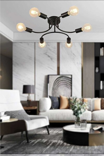 BSA LIGHTING Güneş 6'lı Siyah Modern Avize