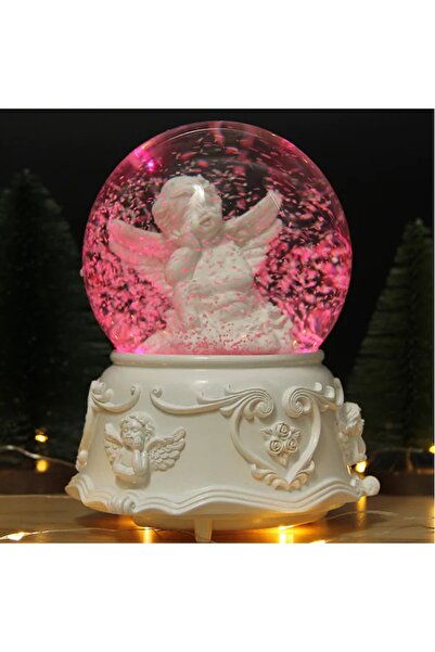 keyfim shop Masum Melek Büyük Boy Işıklı Müzikli Otomatik Kar Püskürten Kar K...