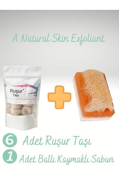 RUŞUR 6 قطع من صابون حليب الحمار مع الحجر والعسل