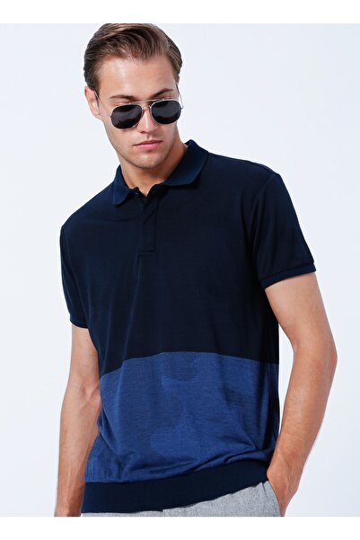 Fabrika Polo Yaka Jakarlı Lacivert - Mavi Erkek T-shirt Banos