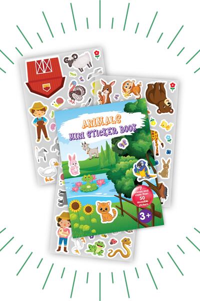 Bonkido Mini Sticker Book " Anımals " Tekrar Kullanılabilir Sticker Kitabı Ha...