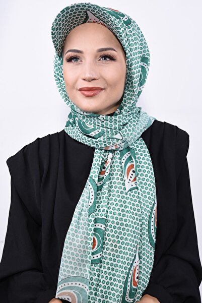 Nowa Scarf شال منقوش بالنعناع مع قبعة