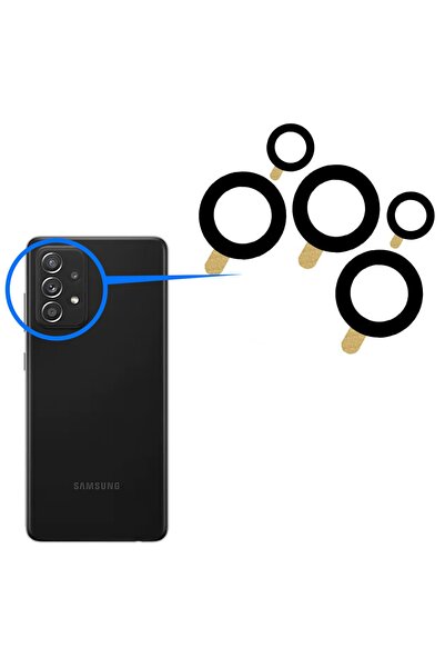 FLAGEN Samsung Galaxy A52s Uyumlu Arka Kamera Camı Lens Yapışkanlı