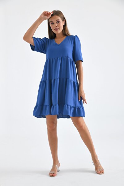 VOLT CLOTHİNG Női V-nyakú réteges Ayrobin ruha