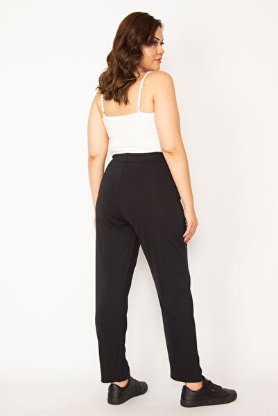 Şans Γυναικείο μεγάλο μέγεθος Navy Blue μπροστινό παντελόνι Lycra 65n33794