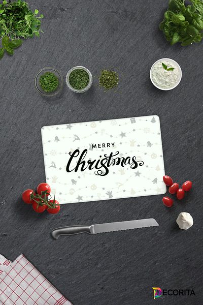 Decorita Glass Cutting Board - Glass Cutting Board |   New Year's Themed |   20cm X 30cm