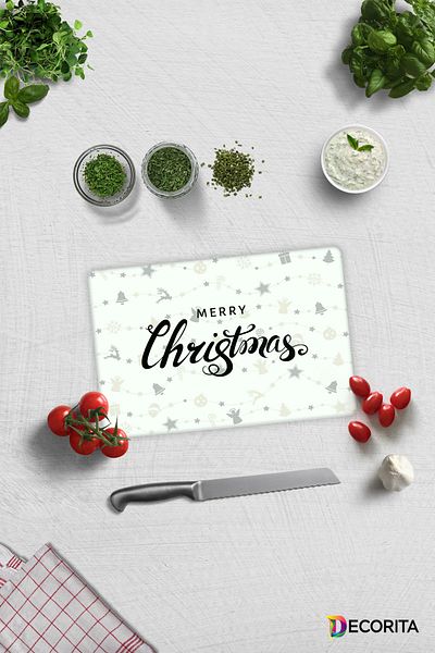 Decorita Glass Cutting Board - Glass Cutting Board |   New Year's Themed |   20cm X 30cm