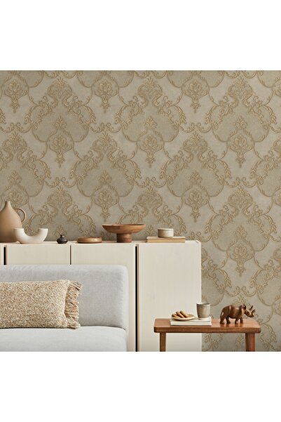Adawall Dante Seri Damask Desenli Duvar Kağıtı 1403-5: Koyu Krem