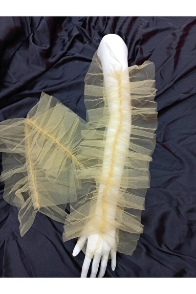 es moda shop Lisianthus Büzgülü Abiye Kolluk Sarı