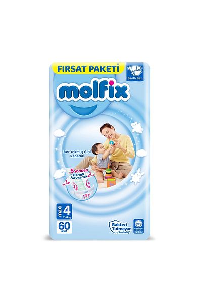 Molfix Baby Diapers Size 4 Maxi Opportunity Pack 7-14 Kg 60 Pieces