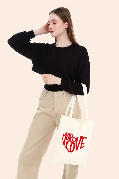 BAGAND More Love Printed Raw υφασμάτινη τσάντα ώμου