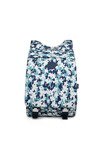 SMART BAGS Orta Boy Kadın Sırt Çantası Krinkıl Kumaş 3114 Yeşil Flower