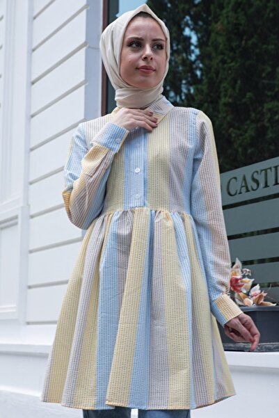 Feiza Collection Çizgili Tunik - Bebe Mavisi