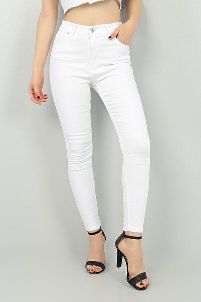 Lixera Λευκό ψηλόμεσο Lycra Skinny Jean παντελόνι