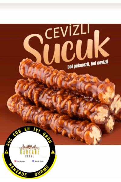 HANZADE GURME Bol Cevizli Üzüm Pakmez Sucuğu 700 gr Üstün Lezzet Köme Şıra Pestil Cevizli Sucuk