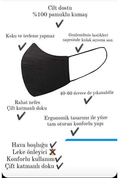 SütreTasarım Pamuklu Kumaştan Çift Katmanlı Bez Maske