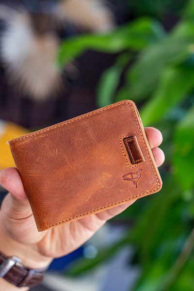 Garbalia Портфейл с притежател на карта Crazy Tan от естествена кожа Celtic с щипки за пари