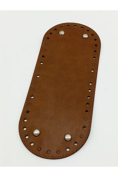 angel çanta aksesuar Faux Leather Tan Color 30x12 Cm Oval Bag Base (with Silver Apparatus)