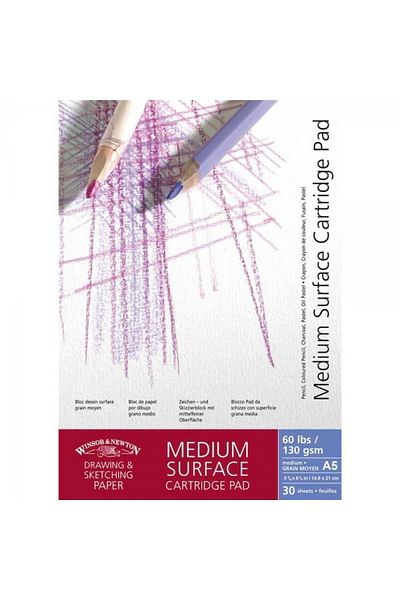 Winsor Newton Winsor & Newton: Bloc de note cu cartuș mediu (suprafață texturată): 130 Gr (30 coli): A5