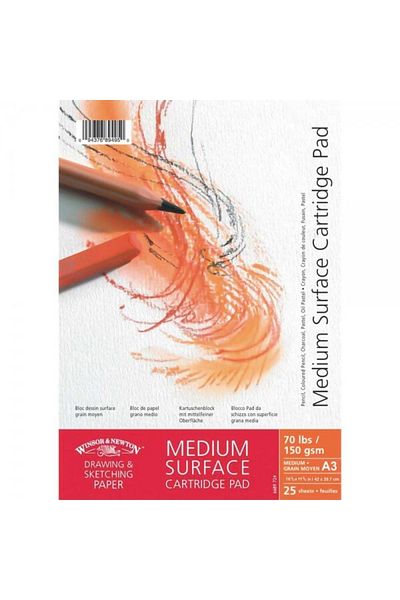 Winsor Newton Winsor & Newton: Bloc de note cu cartuș mediu (suprafață texturată): 150 Gr (25 coli) : A3