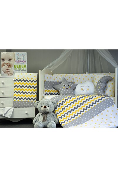 Kista Baby طقم غطاء لحاف نوم للأطفال بنقشة متعرجة باللون الأصفر - 80x130