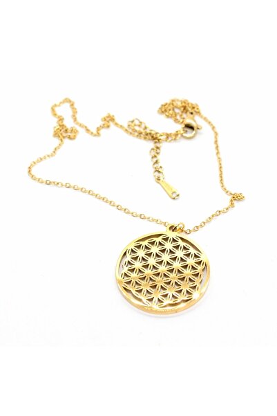 X-Lady Accessories Gold Color Steel Sf Chain Large Round Motif Necklace - 1445