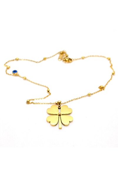 X-Lady Accessories Altın Renk Çelik Top Zincir Yonca Kolye - 1436