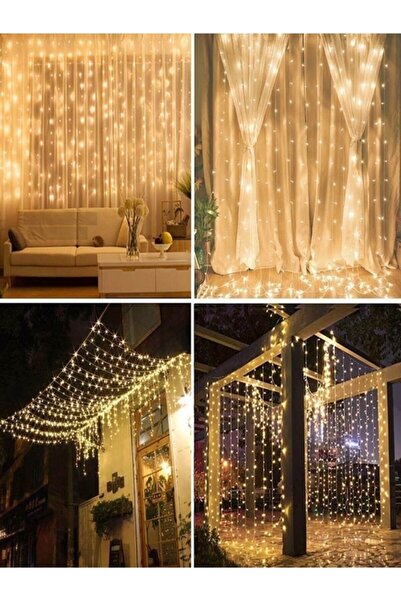 MOBGİFT 2x2 Metre Pilli Perde Led Işıklar Kumandalı Animasyonlu Gün Işığı