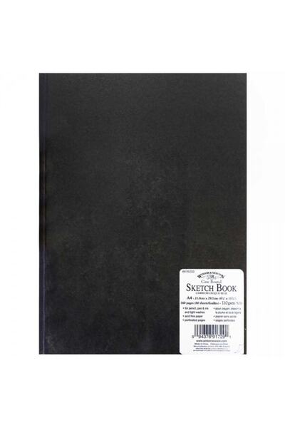 Winsor Newton وينسور آند نيوتن: دفتر رسم أسود بغطاء صلب: 110 جرام (80 ورقة): A4