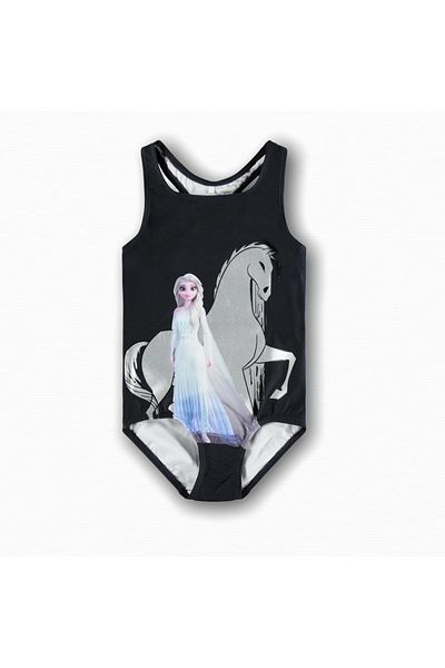 name ıt Girl's Navy Blue Frozen Elsa Printed Swimsuit