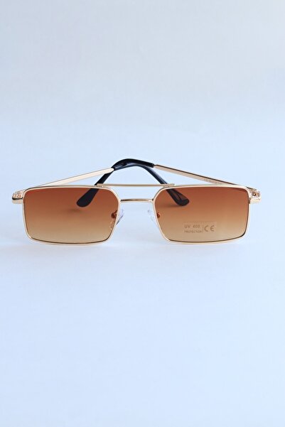 LOOKUP NEW Brown Silver Gradient Square Rectangle Uv400 Unisex Screen Glasses