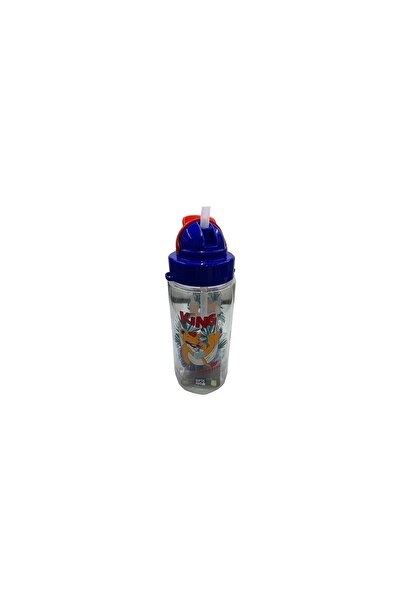 Gıpta Blue King Patterned Water Bottle with Straw 500 ml Tritan Water Bottle Bpa Free