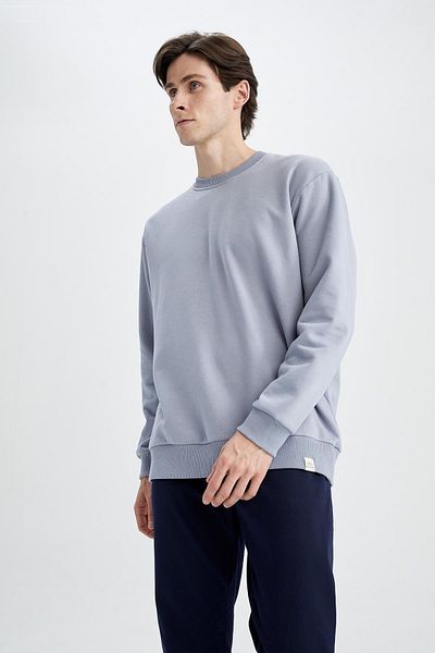 DeFacto Basic-Sweatshirt aus Baumwolle mit Rundhalsausschnitt in Oversize-Passform