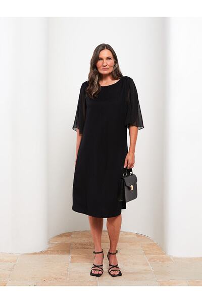LC Waikiki A-Linien-Damenkleid mit Rundhalsausschnitt