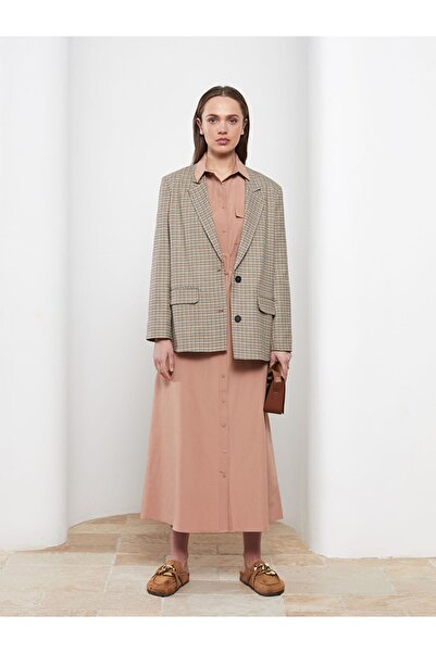 LC Waikiki Dámské košilové šaty z obyčejného popelínu s dlouhým rukávem se za...