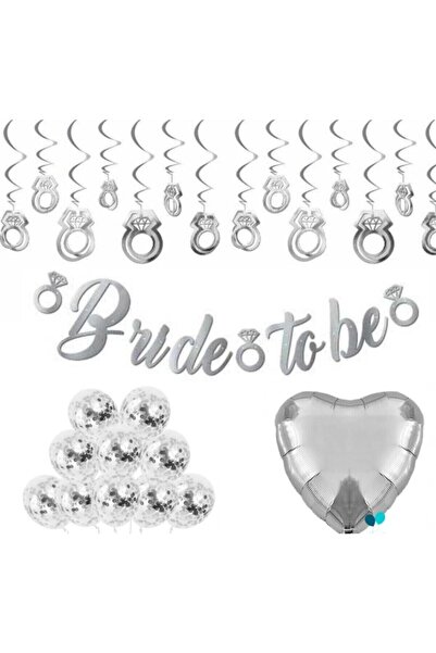mypartyready Bride To Be Partisi Balonlu Mini Kutlama Seti Gümüş Konsept Beka...