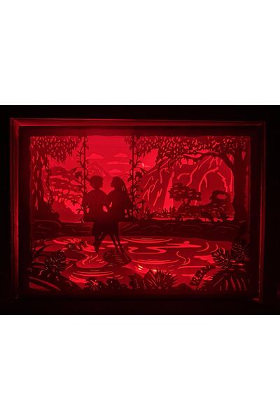 3d Gece Lambası - Light Box - Gölge Kutusu Salıncak Aşkı