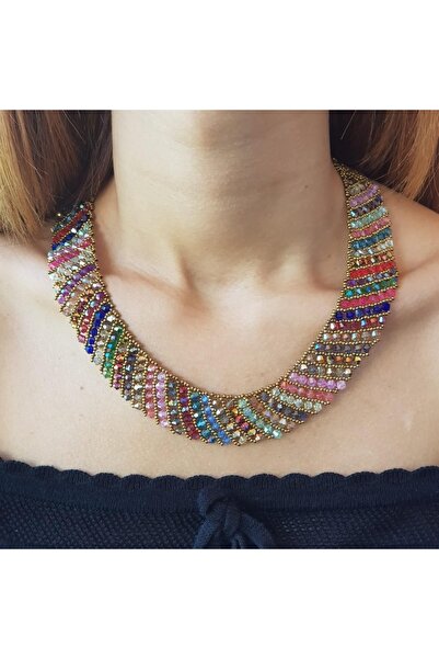 Handmade By HLY قلادة كريستال ملونة مصنوعة يدوياً