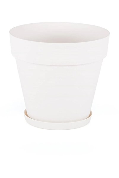 SERİNOVA Kırık Beyaz Dekoratif Tabaklı Yalı Saksı 10 Litre