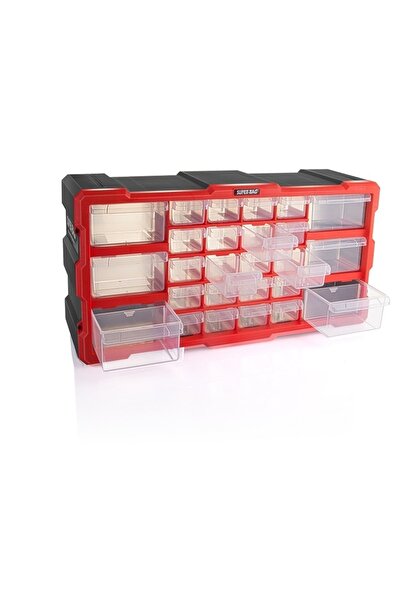 Genel Markalar Super-Bag Monoblok Yatay 26 Çekmeceli Organizer Vida Dübel Boncuk Hobi Kutusu 49.7 x 15.7 x.25 CM